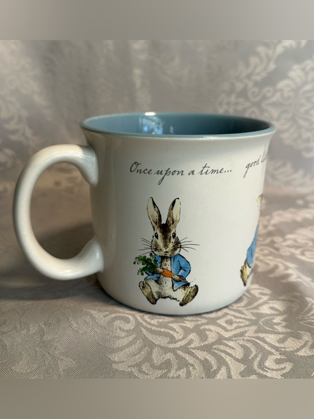 PETER RABBIT BEATRIX POTTER BUNNY WHITE COFFEE TEA MUG 4”